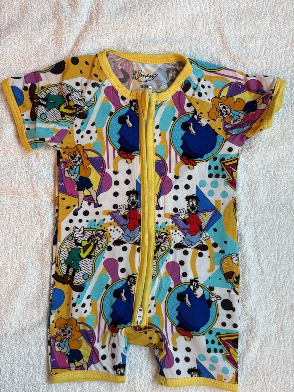 BAMBOO Kids Cartoon Character Short Romper in Yellow, Blue, Purple